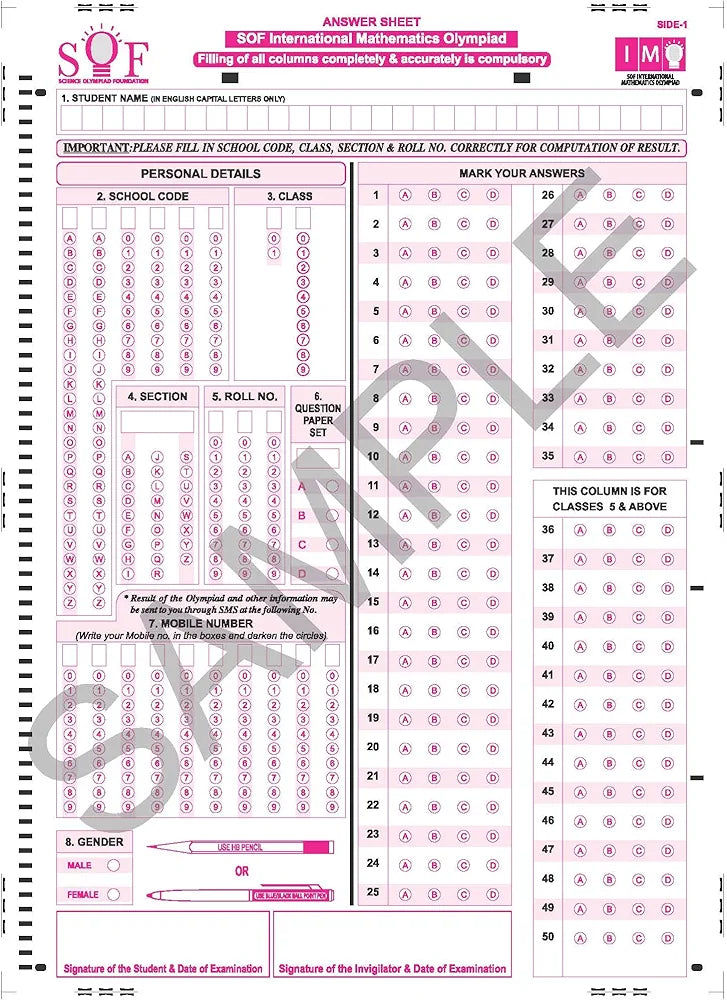 MTG Mathematics (IMO) Olympiad Previous Years Papers with Mock Test Papers Class 10 - Sample OMR Sheet with Chapterwise Analysis | SOF Olympiad Books For 2023-24 Exam MTG Editorial Board