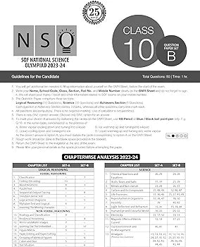 MTG NSO Class-10 Olympiad 10 Previous Years Papers (2023-2019 Set A & B) Science with Mock Test Papers - Sample OMR Sheet with Chapterwise Analysis | SOF Olympiad Books For 2024-25 Exam