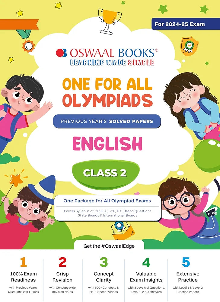 Oswaal One For All Olympiad Class 2 English | Previous Years Solved Papers | For 2024-25 Exam