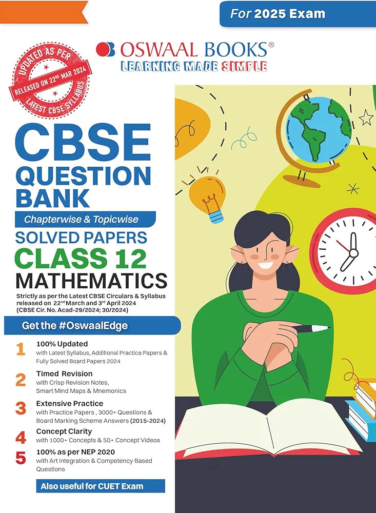 Oswaal CBSE Question Bank Class 12 Mathematics, Chapterwise and Topicwise Solved Papers For Board Exams 2025