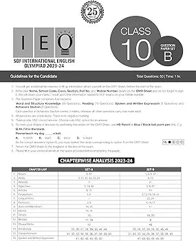 MTG IEO Class-10 Olympiad 10 Previous Years Papers (2023-2019 Set A & B) English with Mock Test Papers - Sample OMR Sheet with Chapterwise Analysis | SOF Olympiad Books For 2024-25 Exam