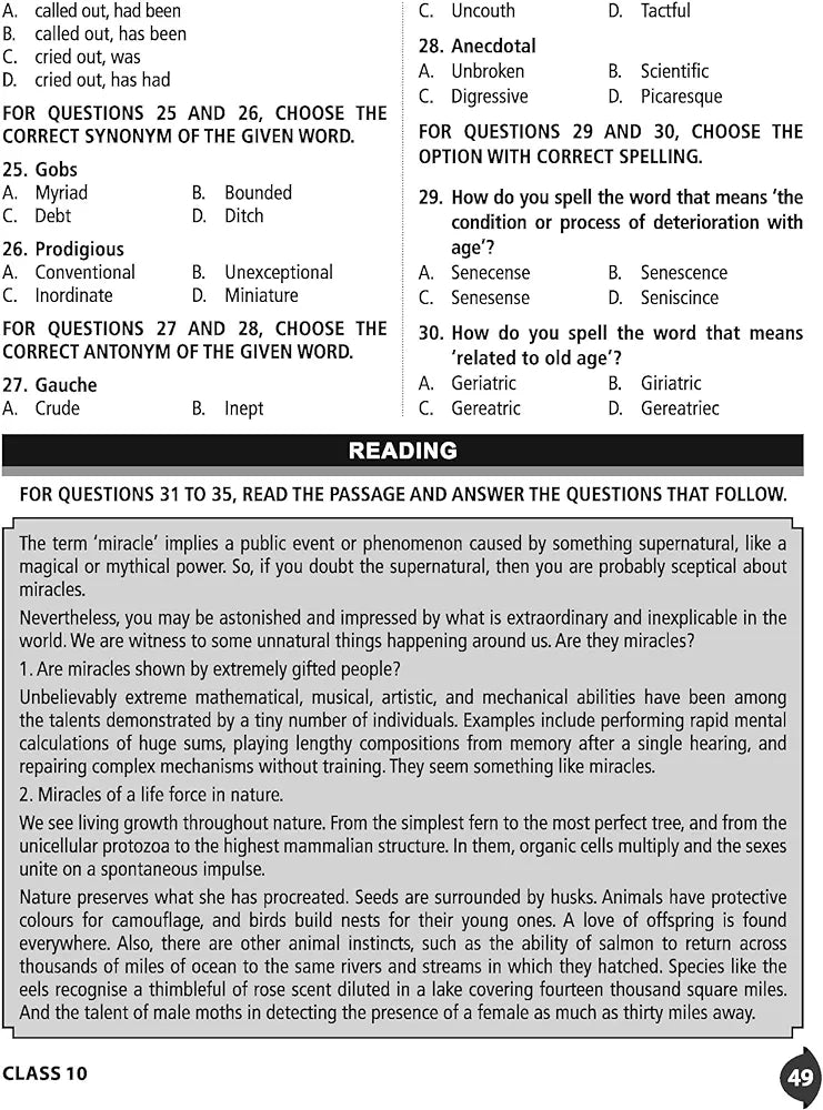 MTG International English Olympiad (IEO) Workbook for Class 10 - MCQs, Previous Years Solved Paper and Achievers Section - SOF Olympiad Preparation Books For 2024-2025 Exam