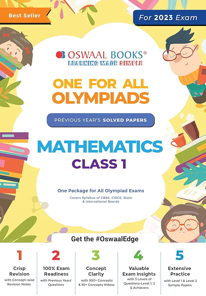 Oswaal One For All Olympiad Previous Years' Solved Papers, Class-1 Mathematics Book (Useful book for all Olympiads) (For 2023 Exam)
4.5 4.5 out of 5 stars (1,070)