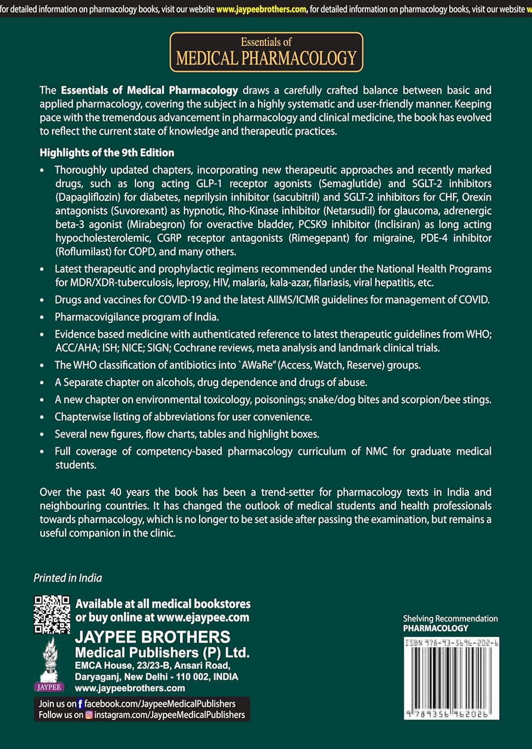 Essentials of Medical Pharmacology by KD Tripathi 9th edition