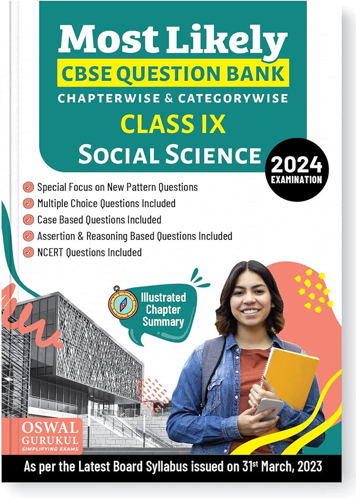 Oswal - Gurukul Social Science Most Likely CBSE Question Bank for Class 9 Exam 2024 - Chapterwise & Categorywise, New Paper Pattern (MCQs, Case, Assertion & Reasoning, NCERT Questions)