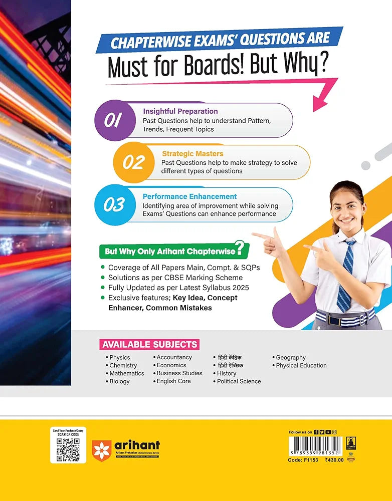 Arihant CBSE Chapterwise-Question Bank Physics for Class 12 (2024 – 2010) | Chapterwise Manner | Trend Analysis | Key Idea | Common Mistakes | Concept Enhancer | 3 Sample Question Papers