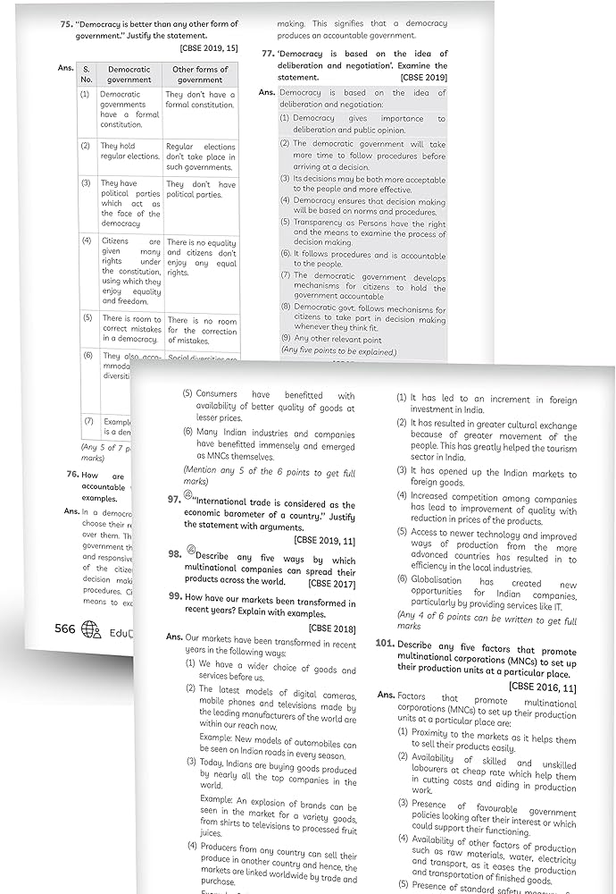 EDUCART CBSE CLASS 10 CHAPTER WISE QUESTION BANK SOCIAL SCIENCE 2022-23