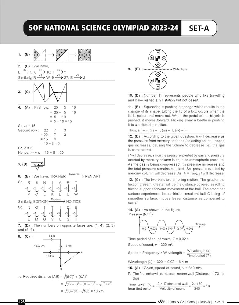 MTG NSO Class-8 Olympiad 10 Previous Years Papers (2023-2019 Set A & B) Science with Mock Test Papers - Sample OMR Sheet with Chapterwise Analysis | SOF Olympiad Books For 2024-25 Exam