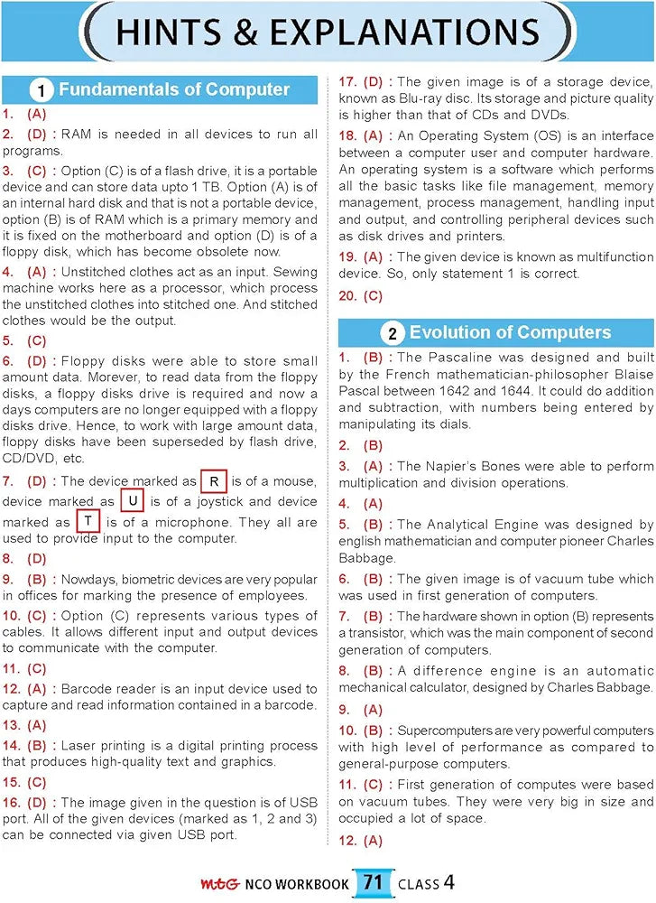 MTG National Cyber Olympiad (NCO) Workbook for Class 4 - Quick Recap, MCQs, Previous Years Solved Paper and Achievers Section - SOF NCO Olympiad Preparation Books For 2023-2024 Exam