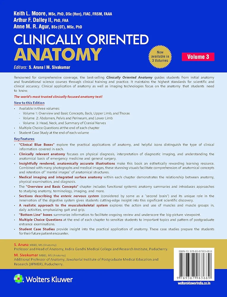 Clinically Oriented Anatomy South Asian Edition by KeithL.Moore (set of 3 volume)