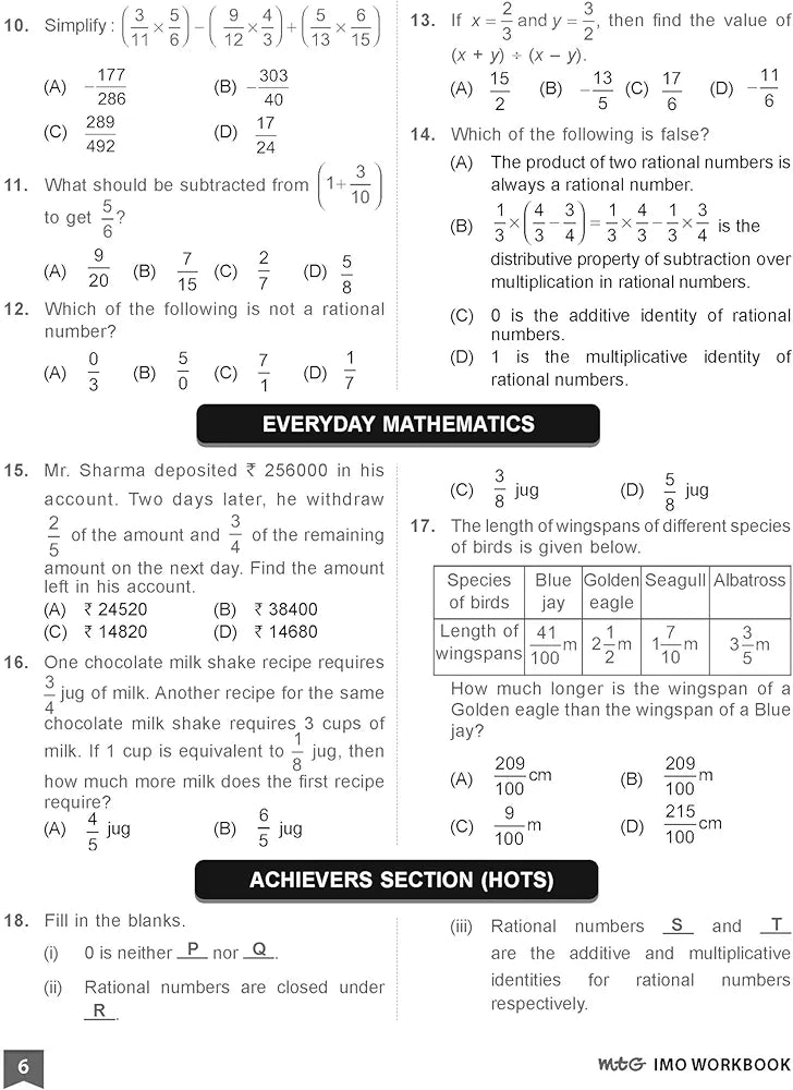 MTG International Mathematics Olympiad (IMO) Workbook for Class 8 - MCQs, Previous Years Solved Paper and Achievers Section - SOF Olympiad Preparation Books For 2024-2025 Exam