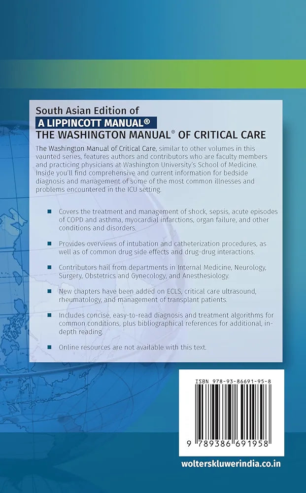 The Washington Manual of Critical Care South Asian Edition by Marin H.kollef 3rd edition