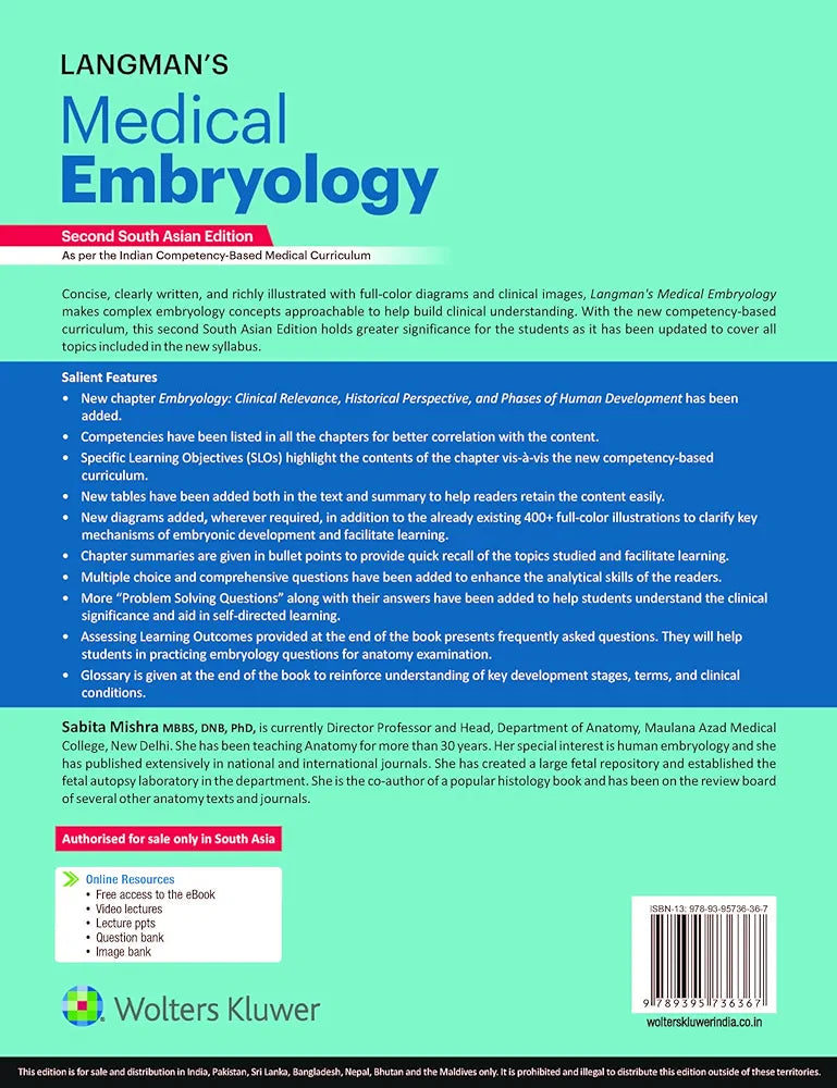 Langman’s Medical Embryology, 2nd South Asian Edition by Sabita Mishra