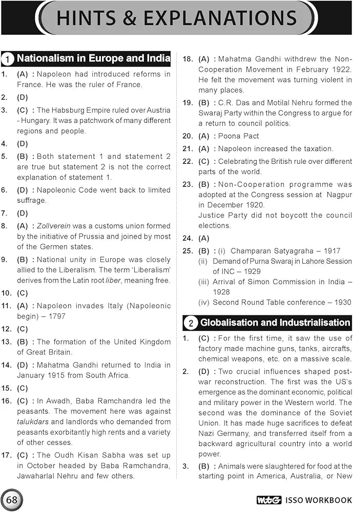 MTG International Social Studies Olympiad (ISSO) Workbook for Class 10 - Chapterwise MCQs, Previous Years Solved Paper & Achievers Section - ISSO Olympiad Books For 2024-2025 Exam