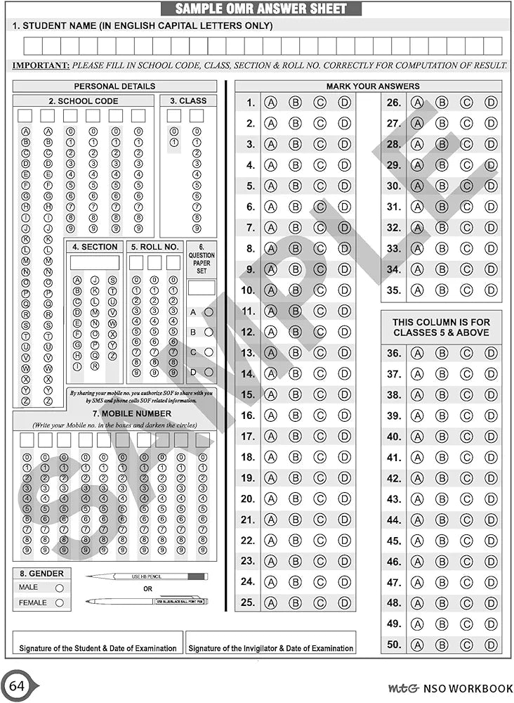 MTG National Science Olympiad (NSO) Workbook for Class 5 - Quick Recap, MCQs, Previous Years Solved Paper and Achievers Section - SOF Olympiad Preparation Books For 2024-2025 Exam