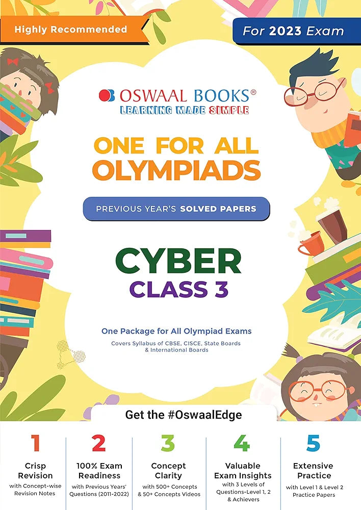 Oswaal One For All Olympiad Previous Years’ Solved Papers, Class-3 Cyber Book (For 2023 Exam)