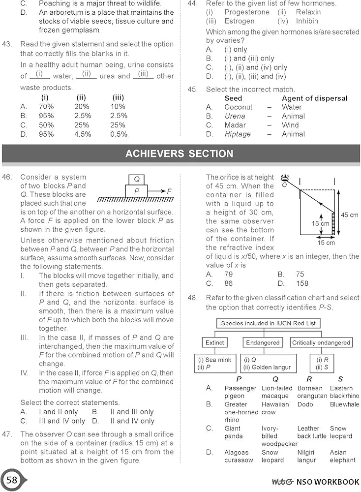MTG National Science Olympiad (NSO) Workbook for Class 8 - Quick Recap, MCQs, Previous Years Solved Paper and Achievers Section - SOF Olympiad Preparation Books For 2024-2025 Exam
