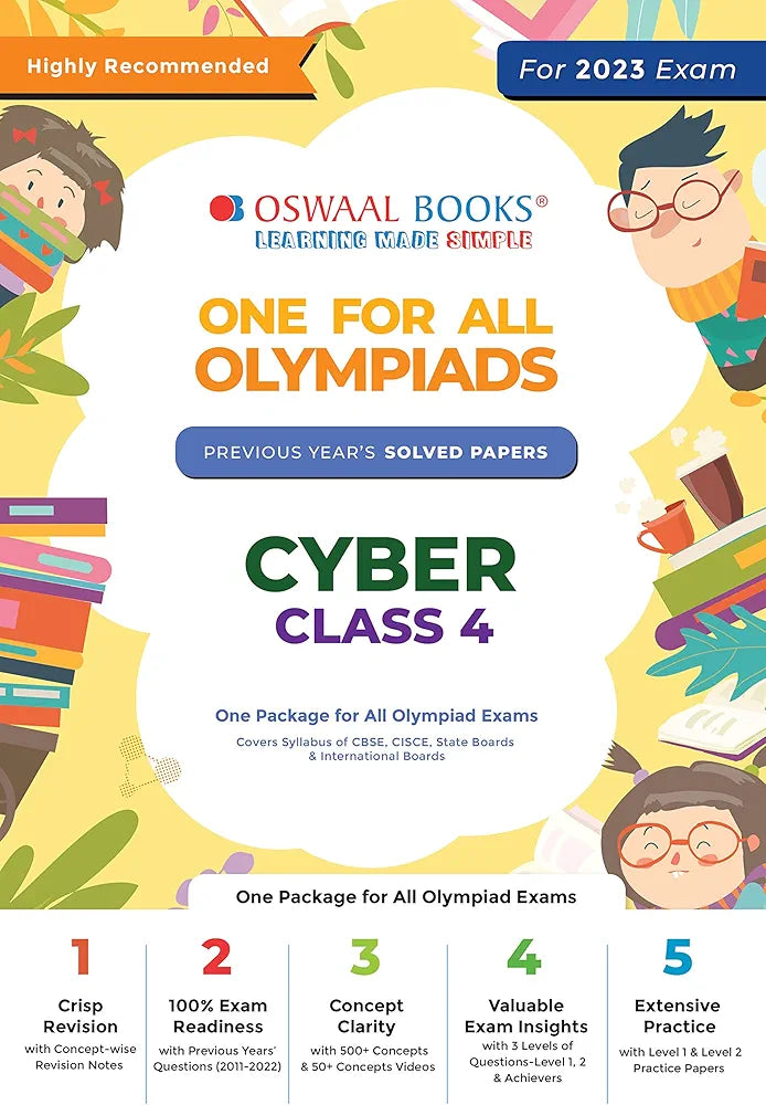 Oswaal One For All Olympiad Previous Years’ Solved Papers, Class-4 Cyber Book (Useful book for all Olympiads) (For 2023 Exam)