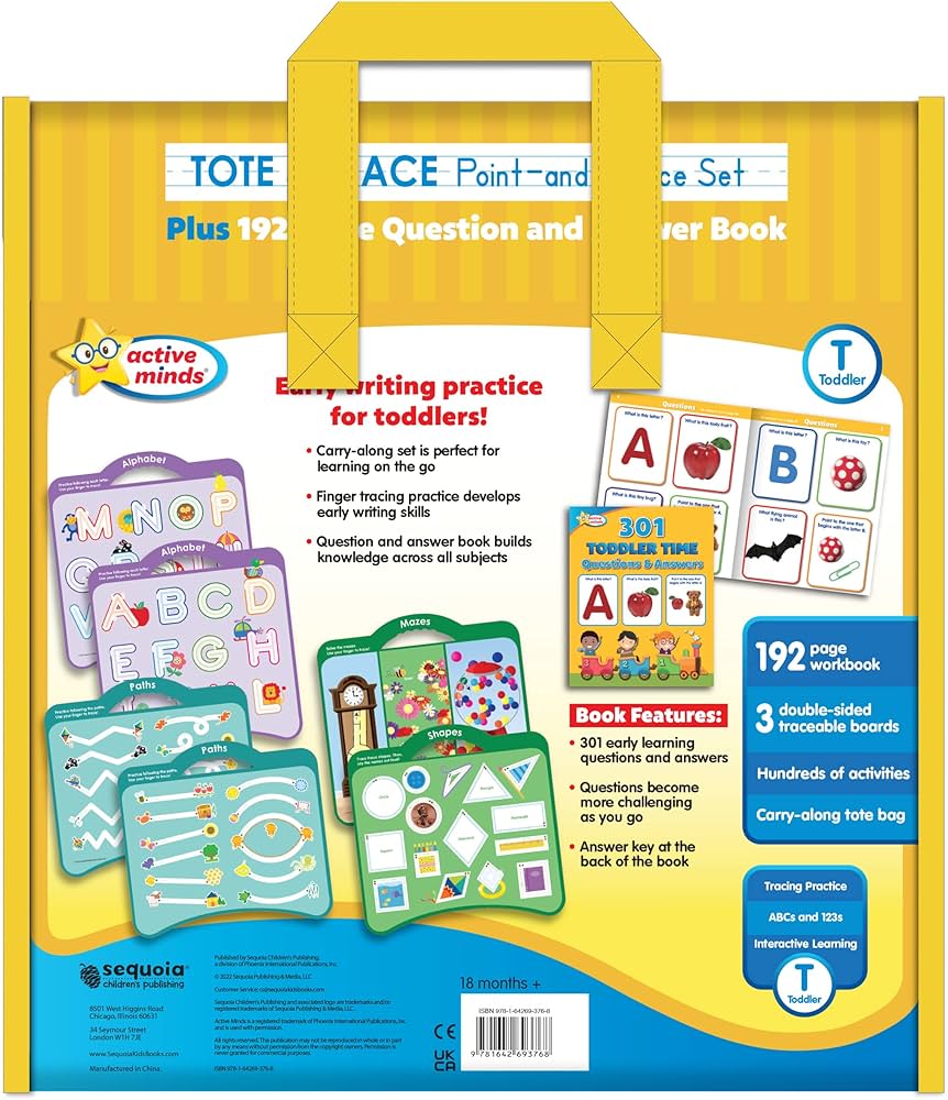 Toddler Time Tote & Trace 3 Subject Point-and-Trace Set from the Active Minds series.