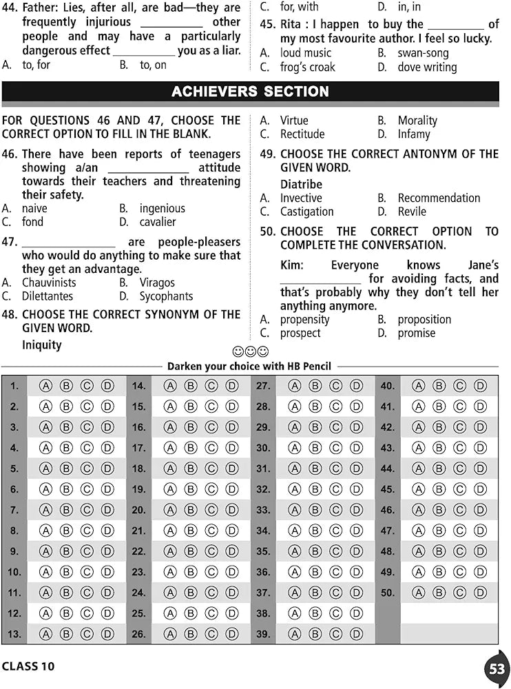 MTG International English Olympiad (IEO) Workbook for Class 10 - MCQs, Previous Years Solved Paper and Achievers Section - SOF Olympiad Preparation Books For 2024-2025 Exam
