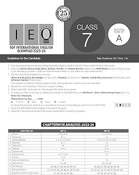 MTG IEO Class-7 Olympiad 10 Previous Years Papers (2023-2019 Set A & B) English with Mock Test Papers - Sample OMR Sheet with Chapterwise Analysis | SOF Olympiad Books For 2024-25 Exam