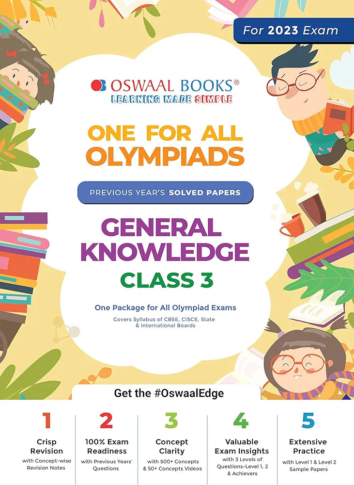 Oswaal One For All Olympiad Previous Years Solved Papers, Class-3 General Knowledge Book (Useful book for all Olympiads) (For 2023 Exam)
