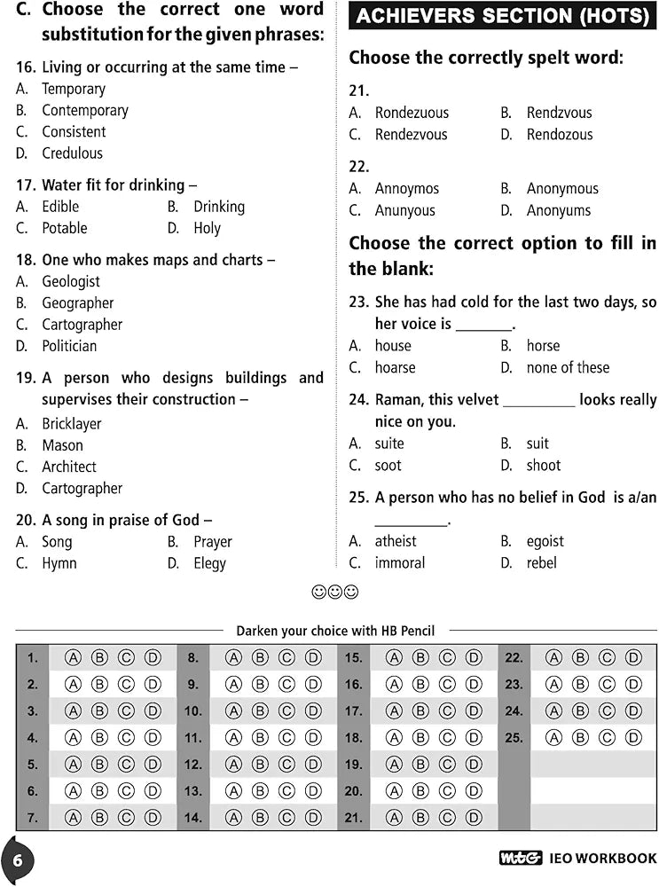 MTG International English Olympiad (IEO) Workbook for Class 5 - MCQs, Previous Years Solved Paper and Achievers Section - SOF Olympiad Preparation Books For 2024-2025 Exam