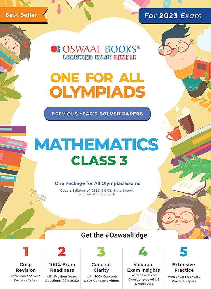 Oswaal One For All Olympiad Previous Years' Solved Papers, Class-3 Mathematics Book (For 2022-23 Exam)