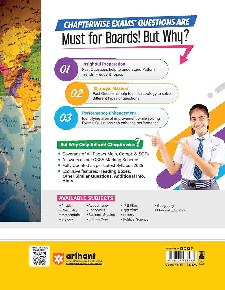 Arihant CBSE Chapterwise Question Bank | Geography | (2024-2010) With Solutions For Geography Class 12th | Previous Year Questions (PYQ) | As Per The Latest CBSE Syllabus (2024-25) | All Main | Compt & Sample Papers up to 2024 | Key Ideas | Concept Enh