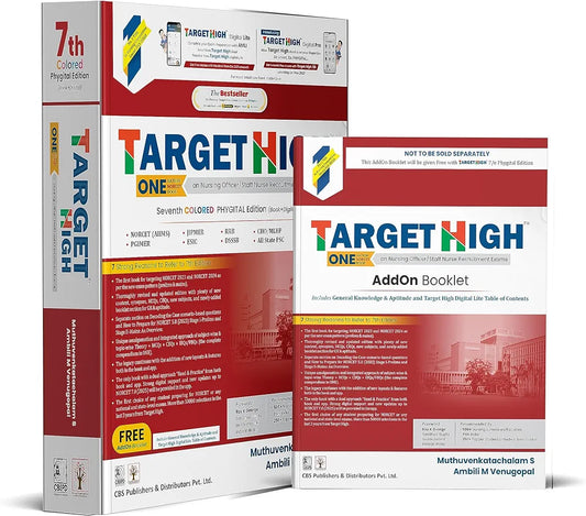Target High 7th edition Premium Edition with AddON Booklet FREE - One Nation NORCET Book on Nursing Officer / Staff Nurse Recruitment Exams Coloured Phygital