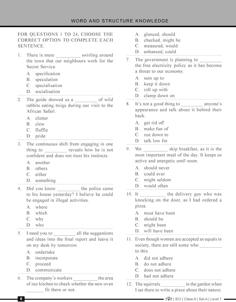MTG IEO Class-9 Olympiad 10 Previous Years Papers (2023-2019 Set A & B) English with Mock Test Papers - Sample OMR Sheet with Chapterwise Analysis | SOF Olympiad Books For 2024-25 Exam
