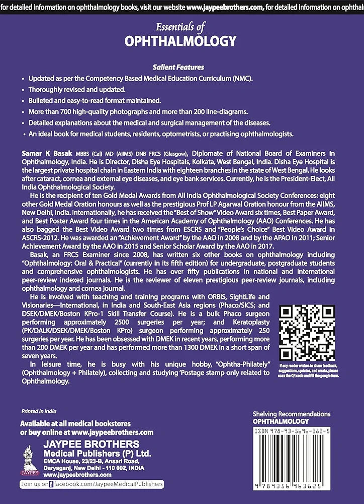 Essentials of Ophthalmology By Samar K Basak 8th edition