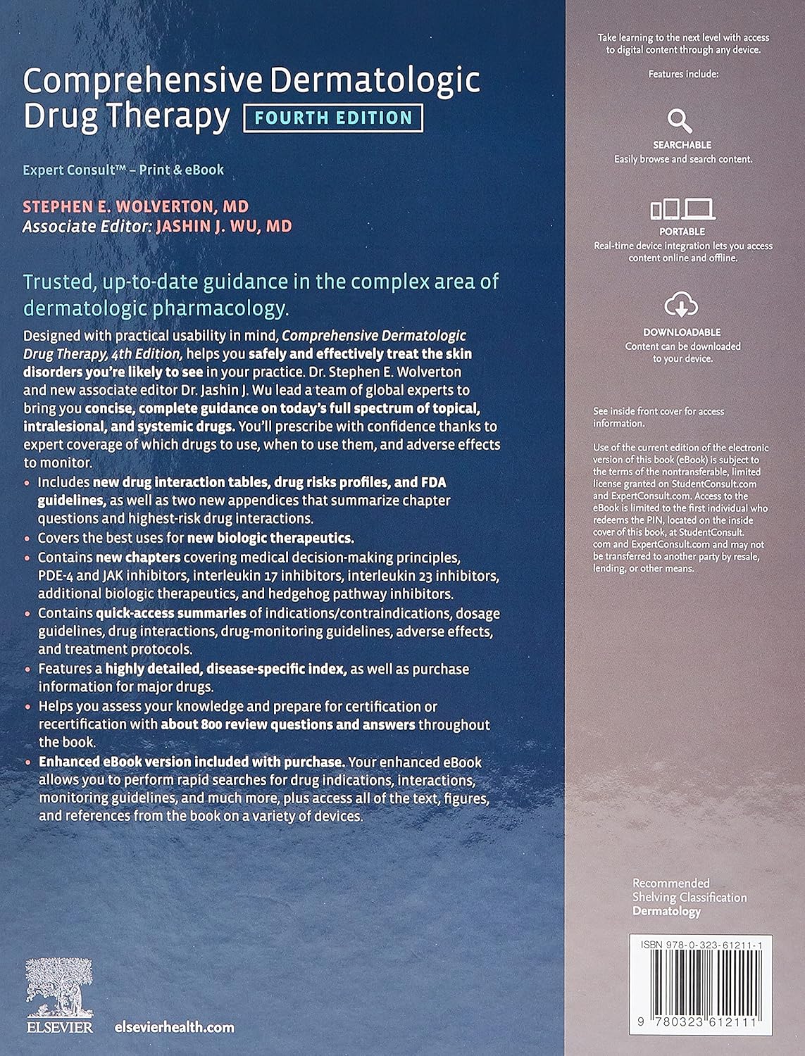 Comprehensive Dermatologic Drug Therapy by Stephen E.Wolverton 4th edition hardcover