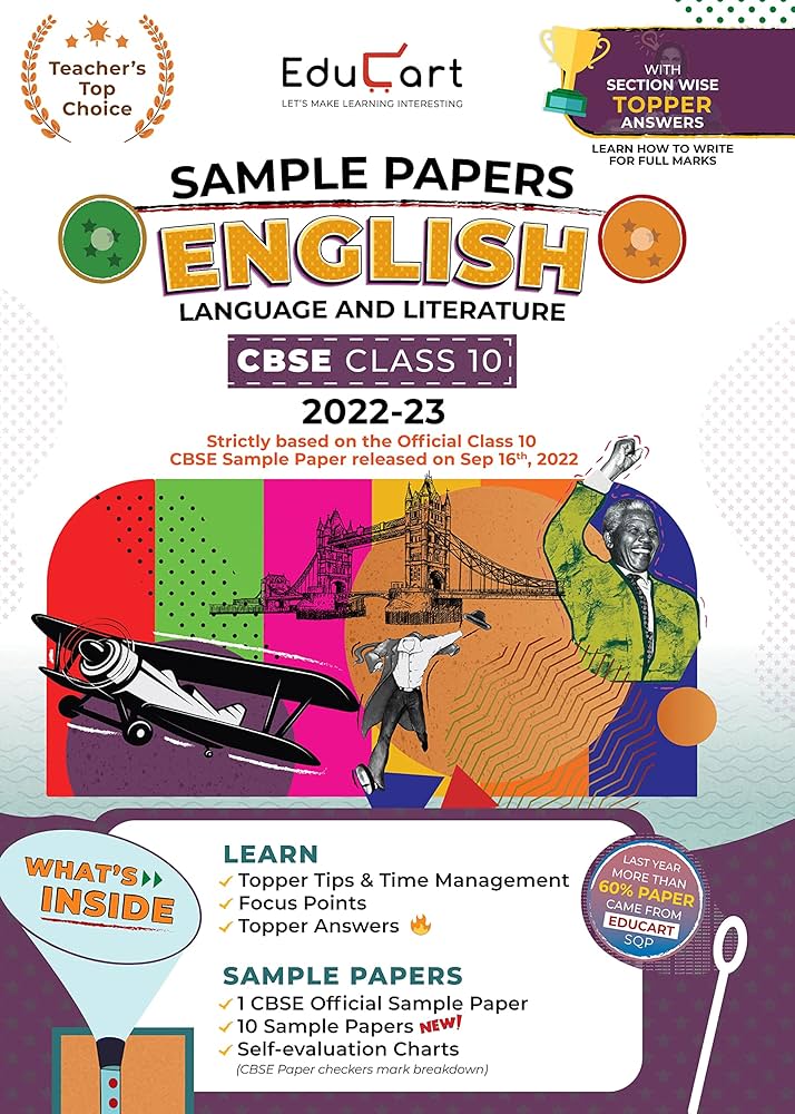 Educart CBSE Class 10 ENGLISH LANGUAGE and LITERATURE Sample Papers 2023 (With Exclusive Topper Answers and Marks breakdown 2022-23)