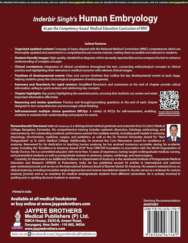 IB Singh's Textbook of Human Embryology by Raveendranath Veeramani 14th edition