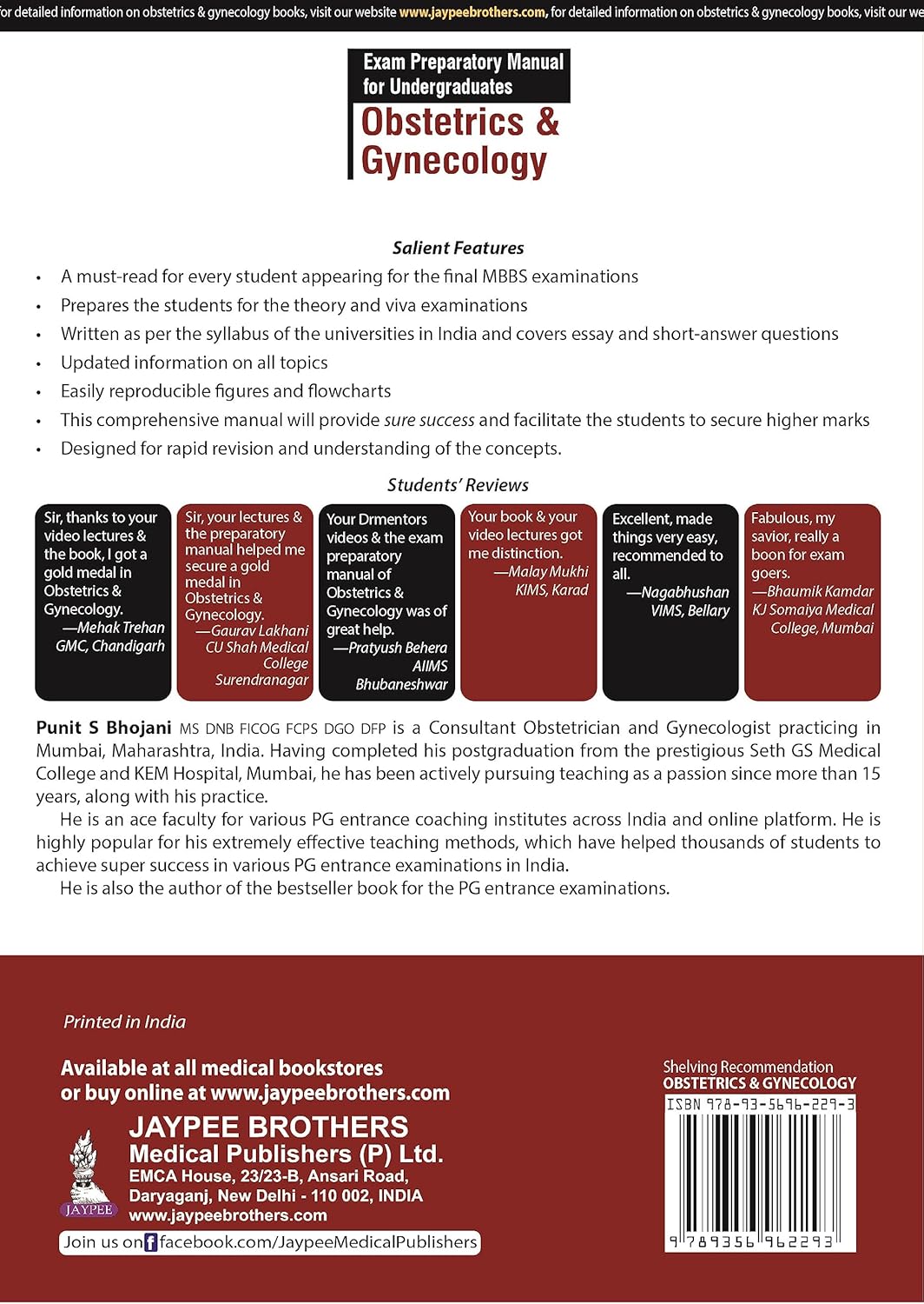 Exam Preparatory Manual for Undergraduates Obstetrics & Gynecology by Punit S Bhojani 3rd edition