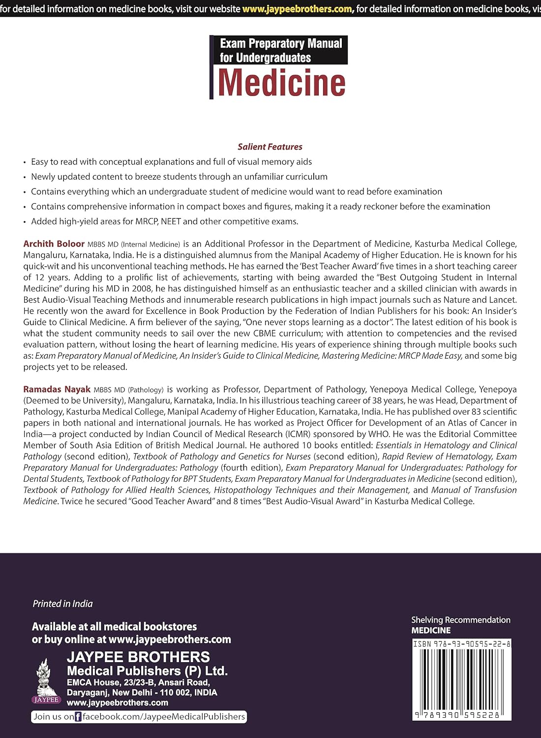 Exam Preparatory Manual For Undergraduates Medicine By Archith Boloor 3rd edition