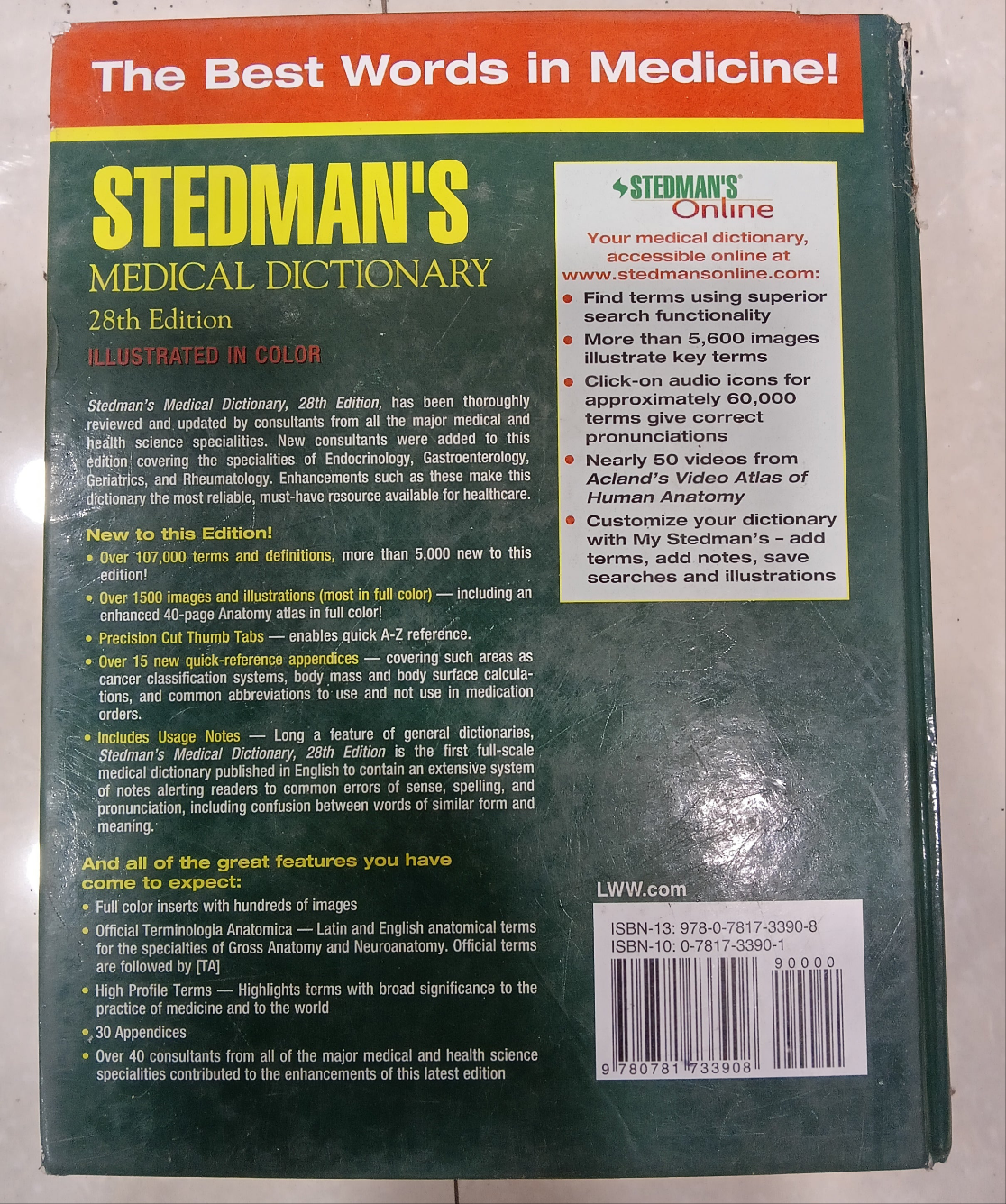 STEDMAN'S MEDICAL DICTIONARY 28TH EDITION "ILLUSTRATED IN COLOR"