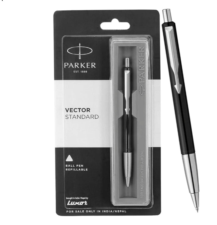 Parker Vector Standard Chrome Trim Ball Pen (Ink - Blue)