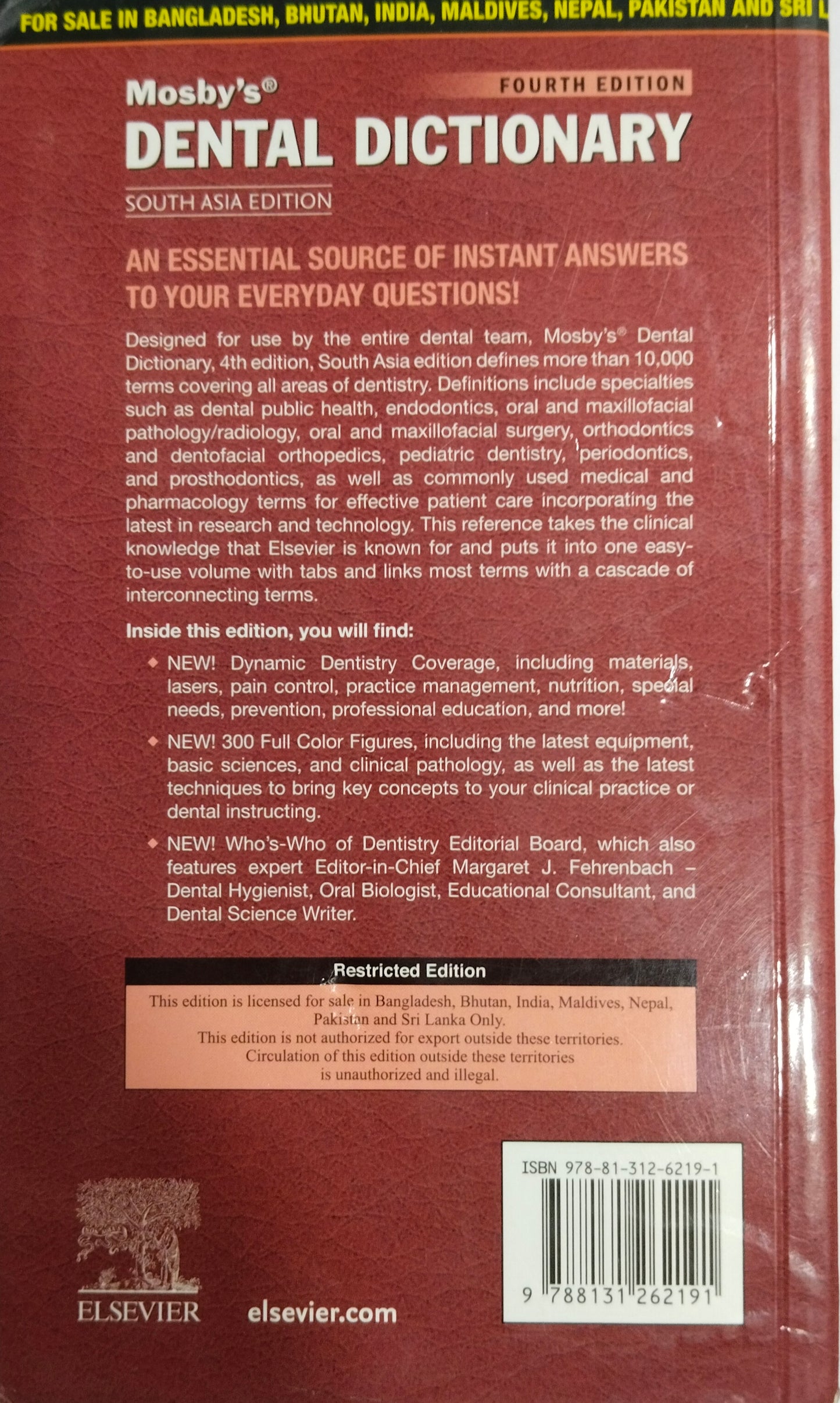 Mosby's Dental Dictionary, South Asia Edition by Margaret J.Fehrenbach 4th edition