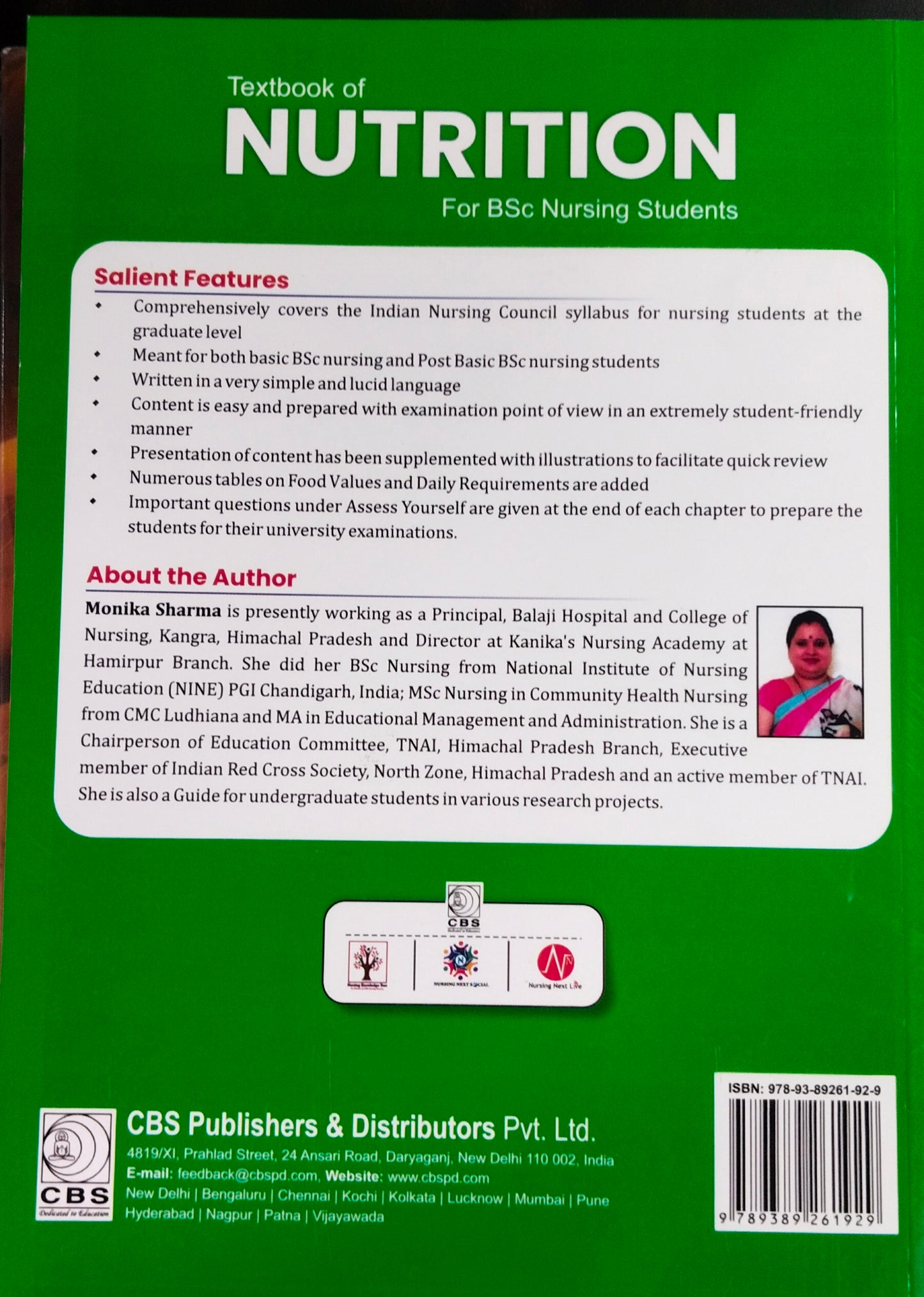 TEXTBOOK OF NUTRITION FOR BSC NURSING STUDENTS 2nd edition by Monika Sharma