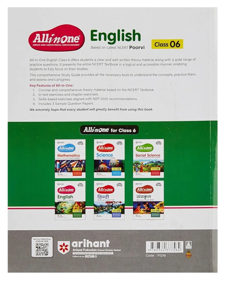 Arihant All in One English for Class 6 |  2025-26 As per Recommendations of NEP 2020 I Based on the latest NCERT Poorvi | Mind Map in Each Chapter and Competency-Based Questions | Complete Study, Complete Practice, Complete Assessment