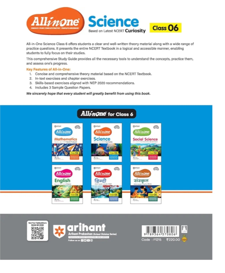 Arihant All in One Science for Class 6 | 2025-26 As per Recommendations of NEP 2020 | Based on the latest NCERT Curiosity | Mind Map in Each Chapter and Competency-Based Questions | Complete Study, Complete Practice, Complete Assessment