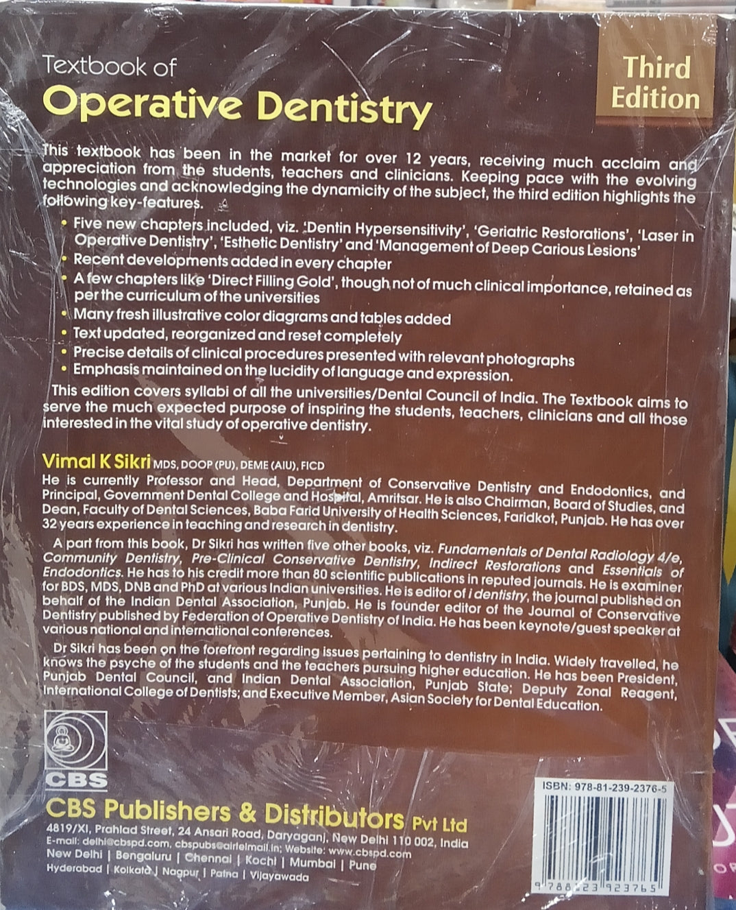 TEXTBOOK OF OPERATIVE DENTISTRY 3rd Edition By Vimal K Sikri