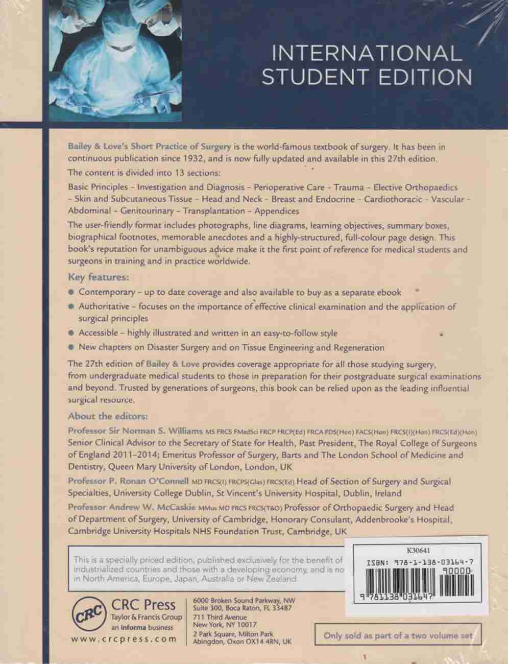 Bailey & Love's Short Practice Of Surgery, 27Th Edition: International Student's Edition (Set Volume 1 & 2)
