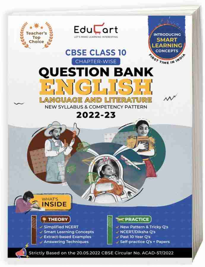 Educart CBSE Class 10 ENGLISH Language and Literature New Question Bank Book For 2022-23 (Includes Past Years, Latest Syllabus and Pattern 2022) Edubook
