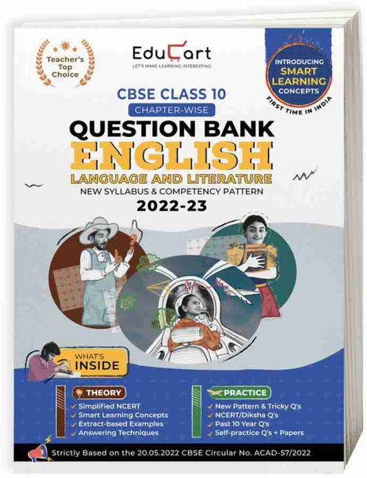 Educart CBSE Class 10 ENGLISH Language and Literature New Question Bank Book For 2022-23 (Includes Past Years, Latest Syllabus and Pattern 2022) Edubook