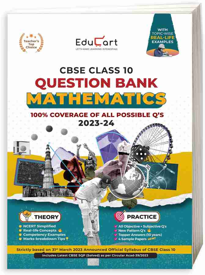 Educart CBSE Class 10 MATHEMATICS Question Bank 2023-24 (NCERT based reference book 2024)
