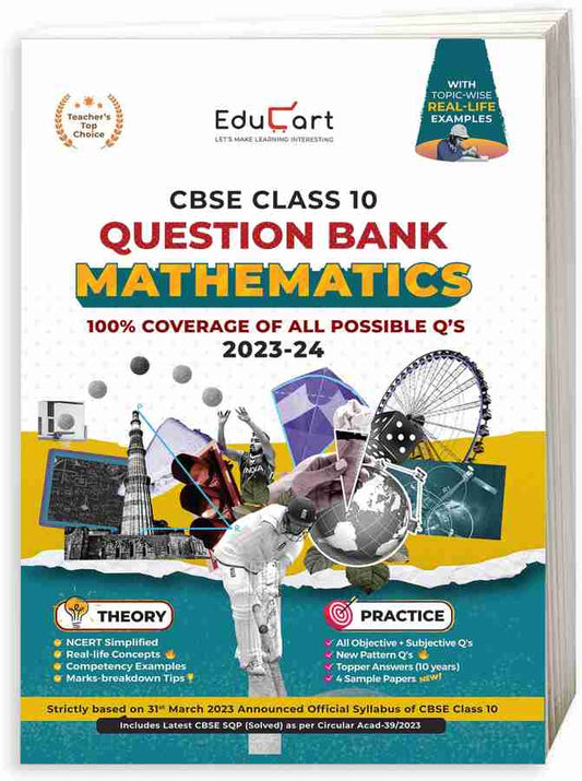 Educart CBSE Class 10 MATHEMATICS Question Bank 2023-24 (NCERT based reference book 2024)
