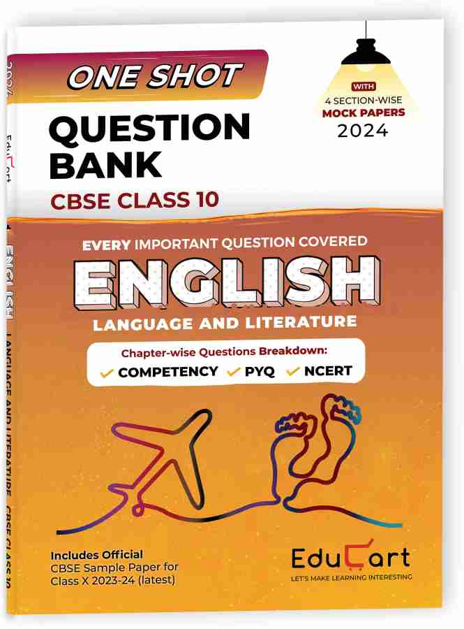 Educart One-shot Question Bank ENGLISH CBSE Class 10 for 2024 (Only Important Q's covered Ch-wise)